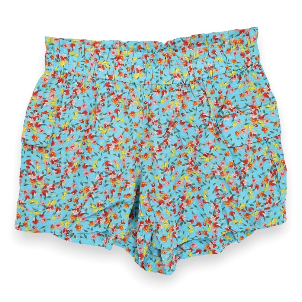 LOFT Ann Taylor Floral Shorts Multicolor Size Medium Cargo Pockets Elastic Waist